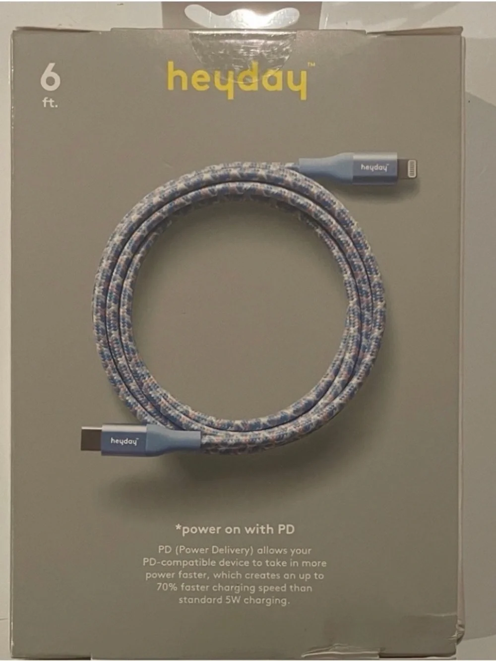 Heyday 6ft Lightning to USB-C Fast Charging Cable for iPhone iPad MFi Certified